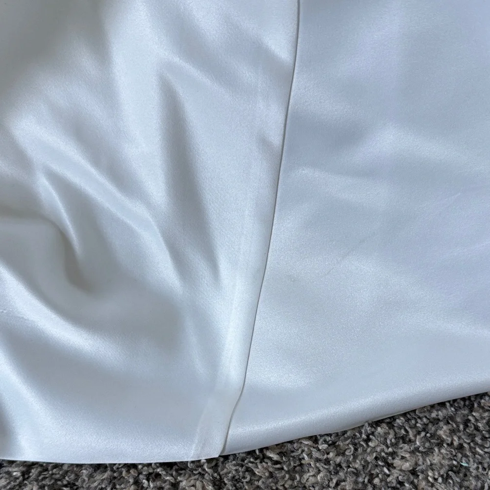 Oleg Cassini Elegant White Satin Wedding Dress - Picture 12 of 14